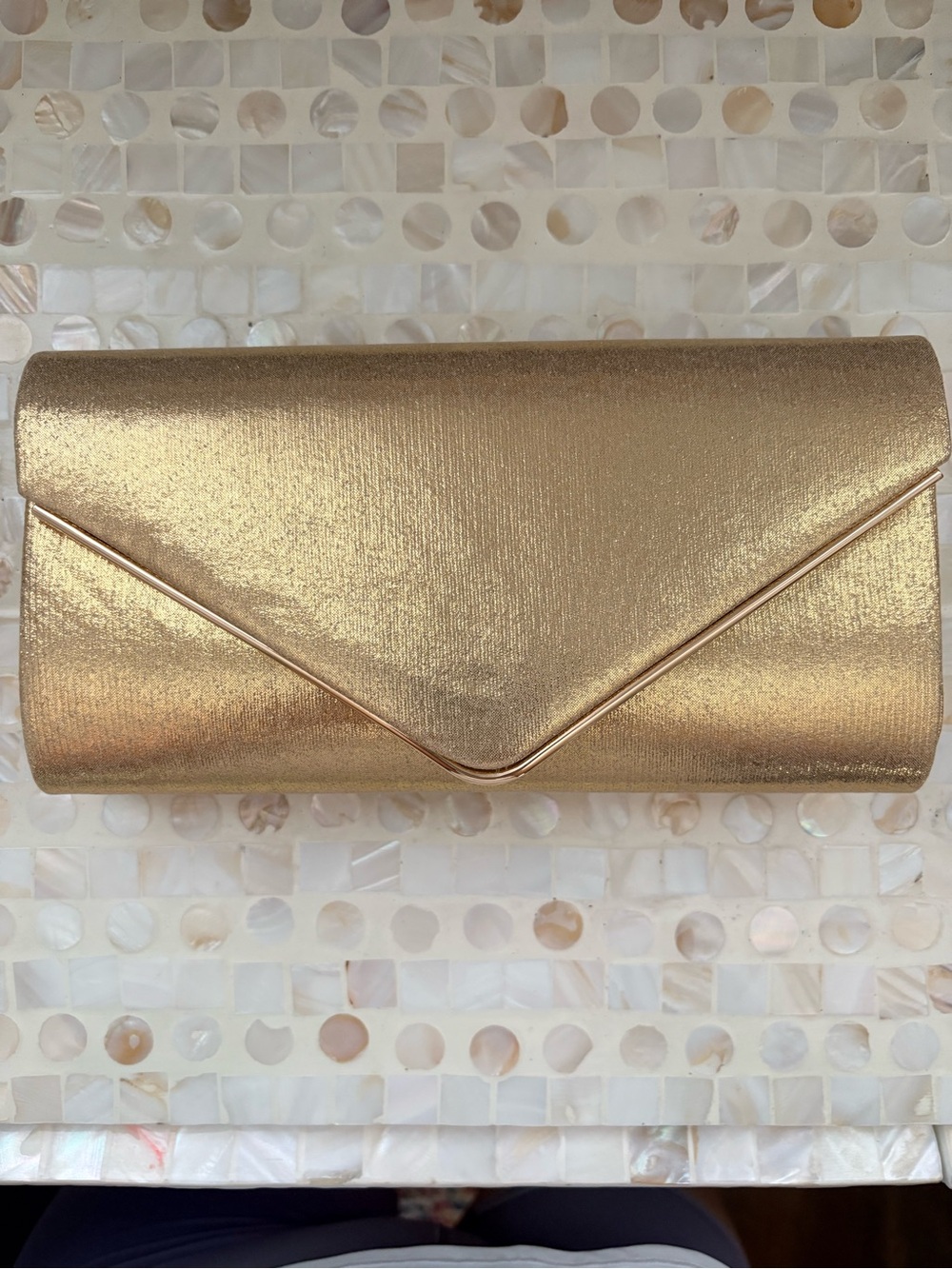 Gold Metallic Envelope Clutch - Women